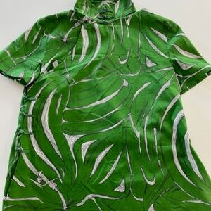 RARE Miu Miu Hibiscus pattern Green Kimono shirt 2003 collection size 44